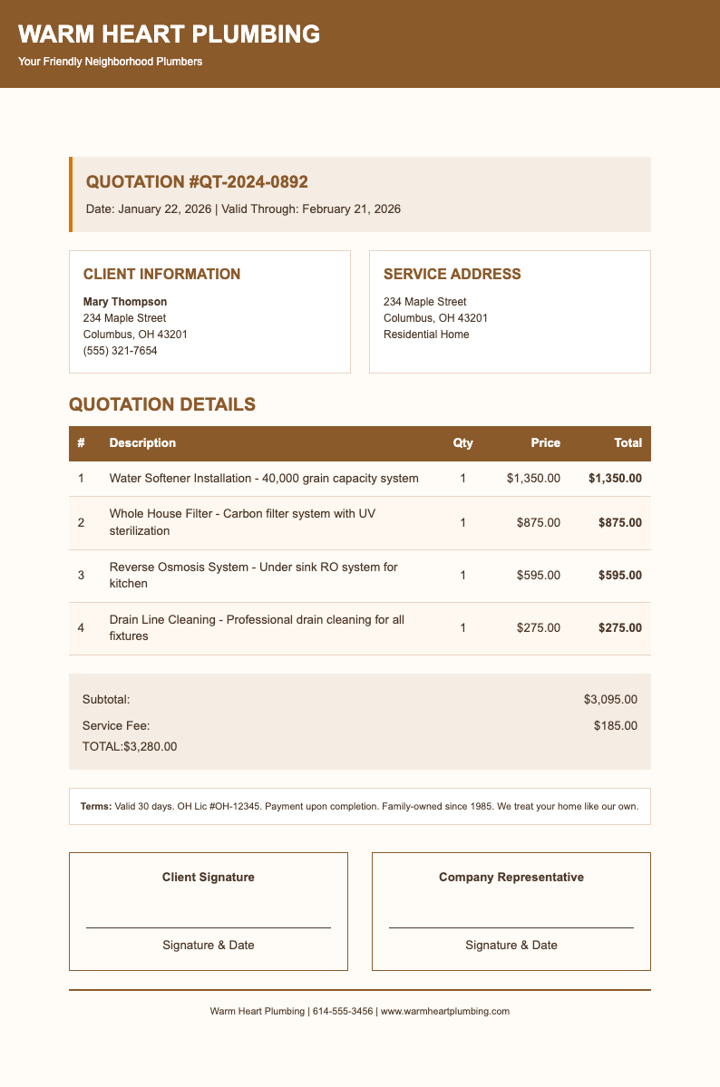 Warm earthy plumbing quotation